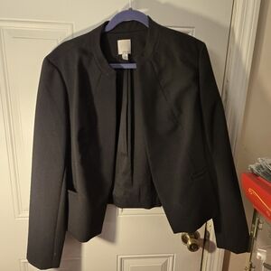 Vintage Halogen Black Blazer Jacket Womens Size XL Pockets Accent Piece